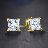 Palazo Gold Princess Cut CZ Stud